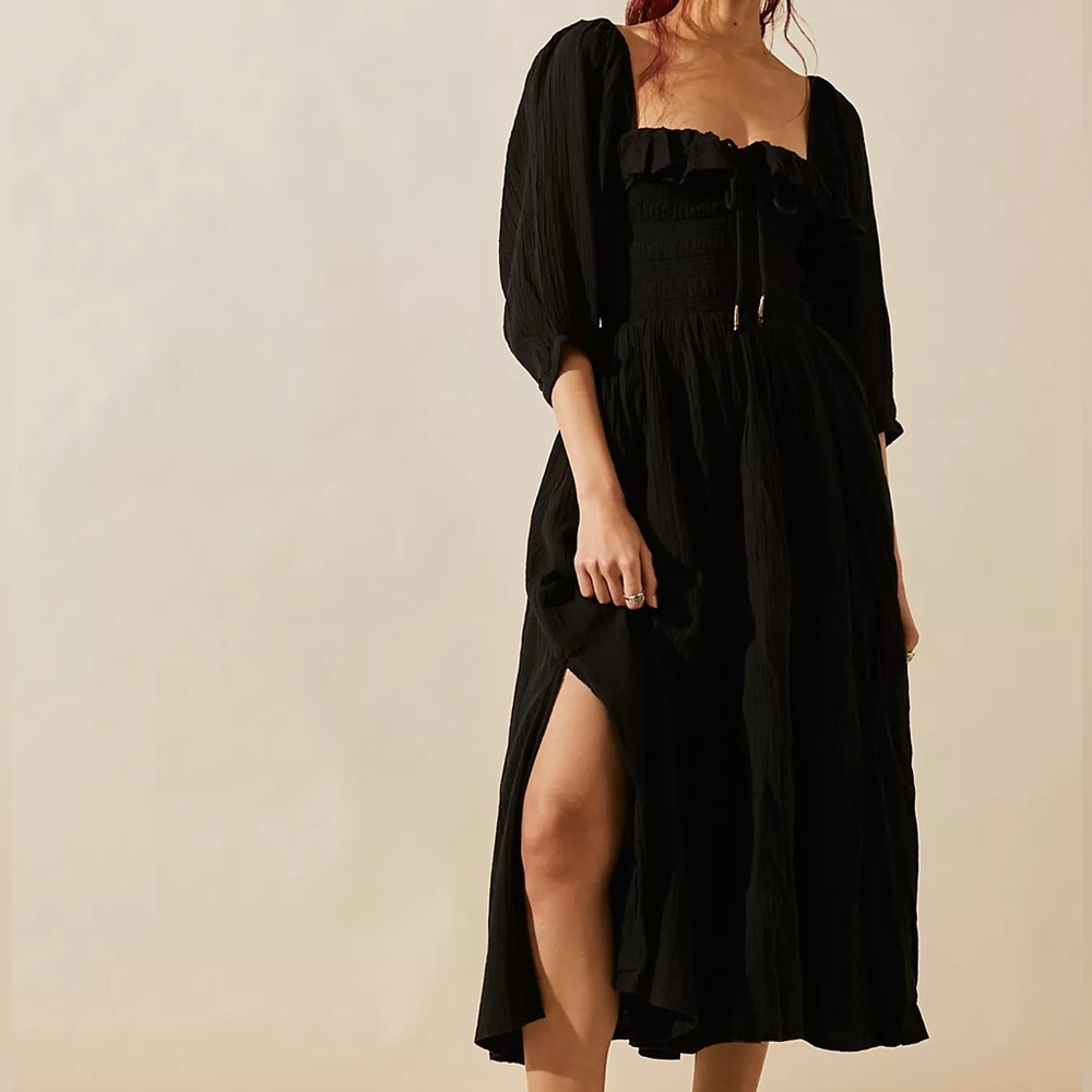 Free People Oasis Midi Dress - Black - NWT